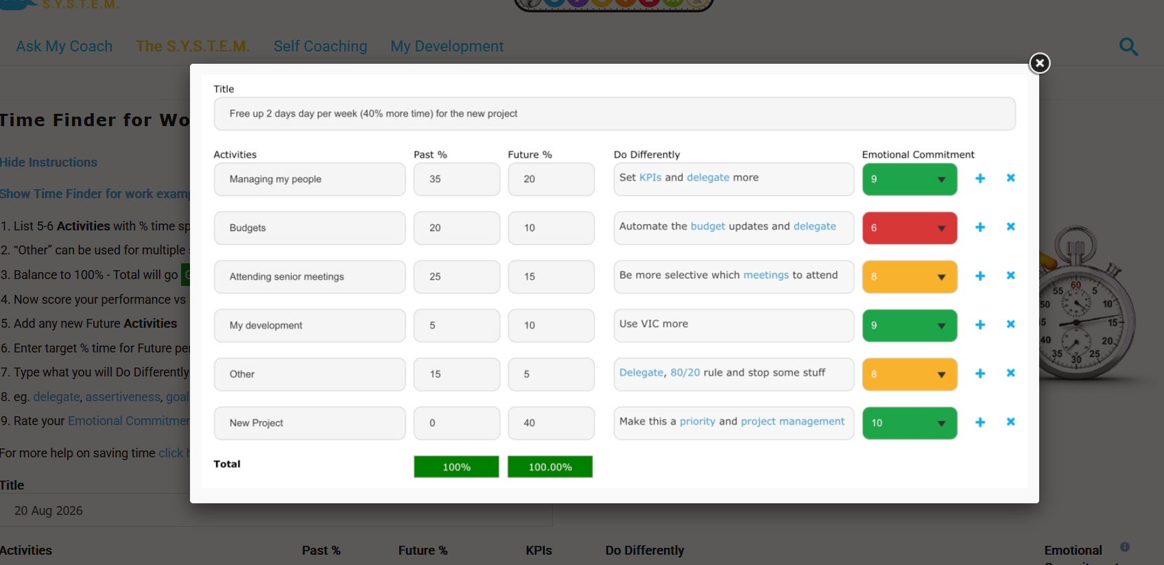 Success Accelerator time finder planning tool